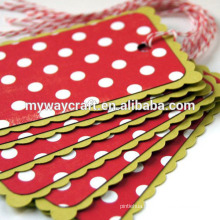 3d handmade polka dots red paper die cut shaped christmas paper tags